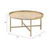32" Wood & Metal Round Coffee Table with Sturdy Crossbar Support and Industrial Style for Living Room - 2 of 4