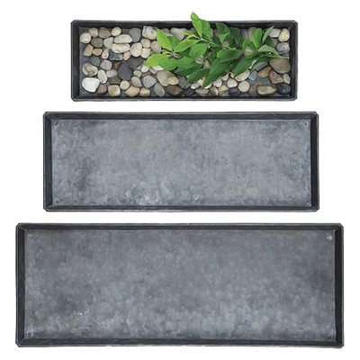 Decorative Zinc Trays Gray/Black 3pk - 3R Studios