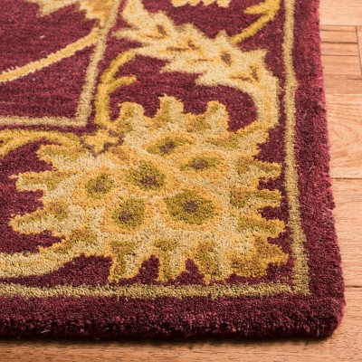Maroon and Gold Hand-Tufted Wool 4' x 6' Area Rug