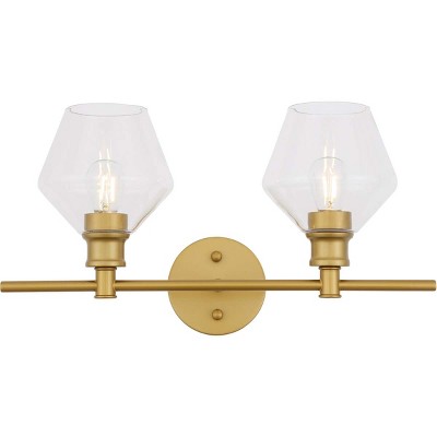 Elegant Lighting Gene 2 light Brass and Clear glass Wall sconce