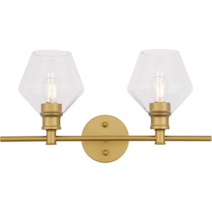 Elegant Lighting Gene 2 light Brass and Clear glass Wall sconce - 1 of 4