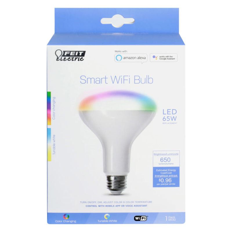 Feit Electric BR30 E26 (Medium) Smart WiFi LED Bulb Color Changing 65 Watt Equivalence 1 pk, 1 of 5