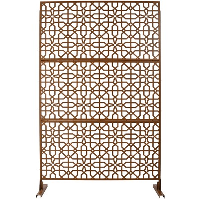 Grungis Patio Decorative Screen Metal Fence Privacy Screen with Hollow Geometric Pattern for Outside and Balcony,76" H×48" W