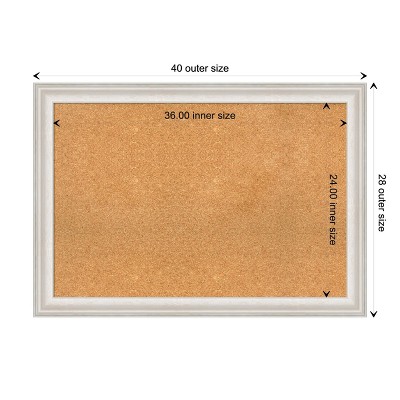 Trio White Wash Silver Framed Natural Corkboard 40" x 28"