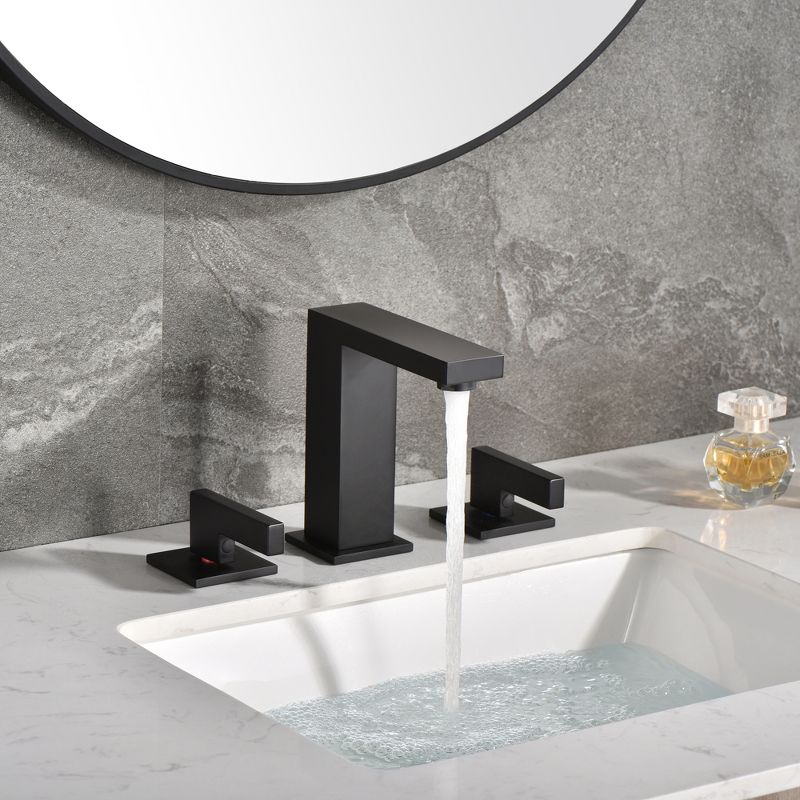Sumerain Widespread Matte Black Bathroom Sink Faucet 8 Inch 3 Hole Lavatory Faucet Vanity Faucet, 3 of 13