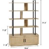 Jojoka 5-Tier Rattan Bookshelf with Storage Cabinet & Door – 71.1" Tall Industrial Bookcase with Metal Frame, Open Display Shelves - 2 of 4