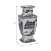 Sagebrook Home 15" Ceramic Vase - Contemporary Blue and White Chinoiserie Temple Design Floral Vase For Decorative Table - 2 of 4