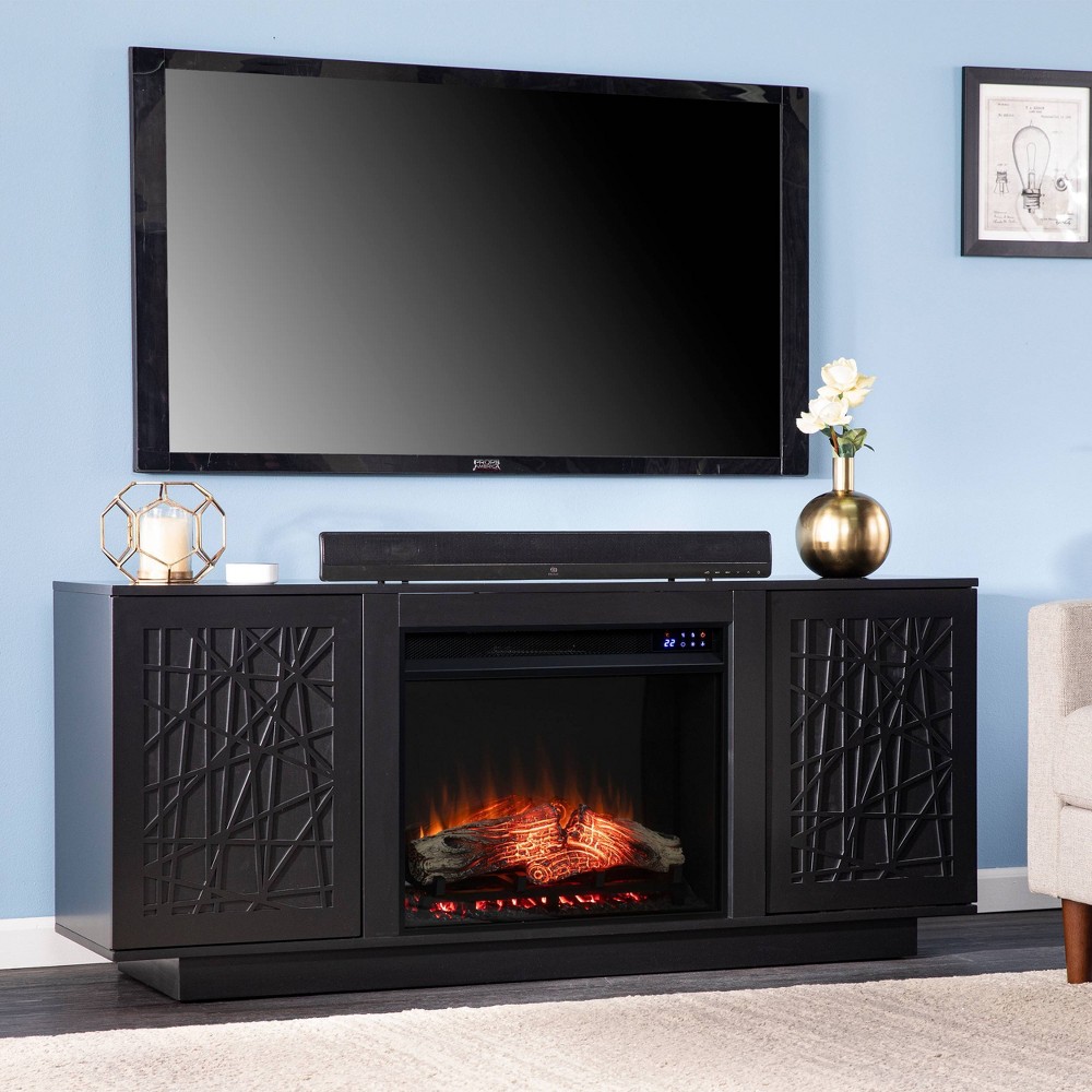Photos - Mount/Stand Flonsland Touch Screen Electric Fireplace with Media Storage Black - Aiden