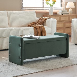 Pinmoco 44" Corduroy Storage Ottoman Bench, Upholstered Bench for Entryway Bedroom and Living Room with Storage - 1 of 4