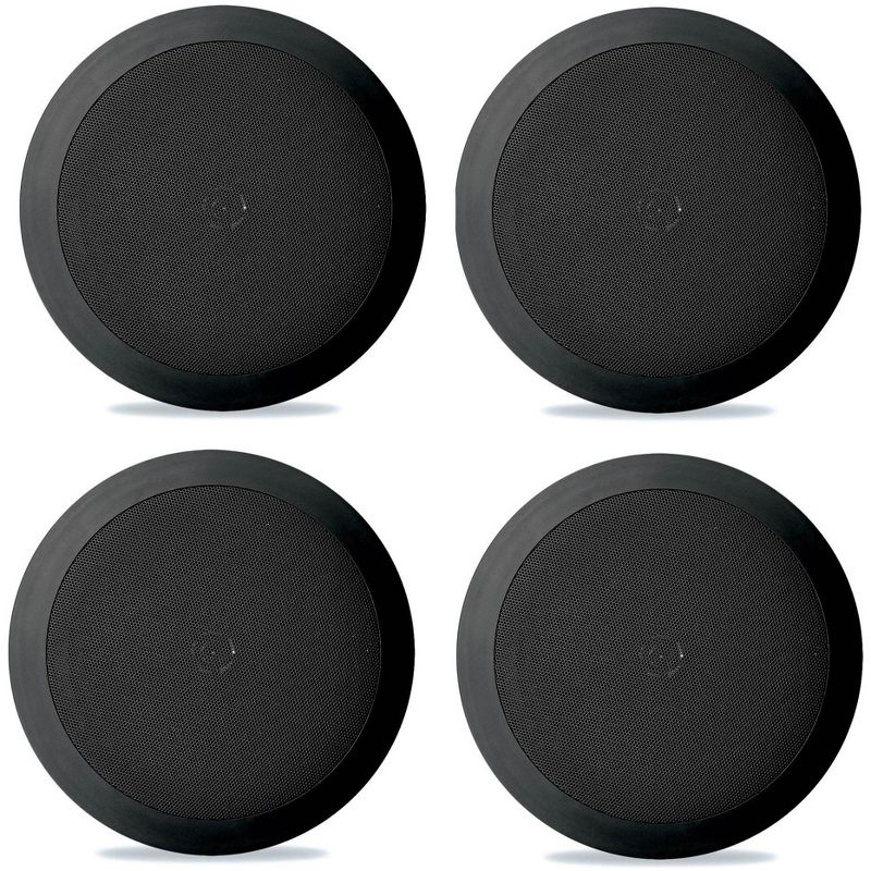 4) NEW Pyle PDIC81RDBK 250W 8 Inch Flush In-Wall In-Ceiling Black Speakers Four, 1 of 7
