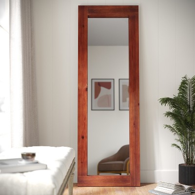 Rustic Dark Brown Full Length Wood Frame Mirror, 66x23