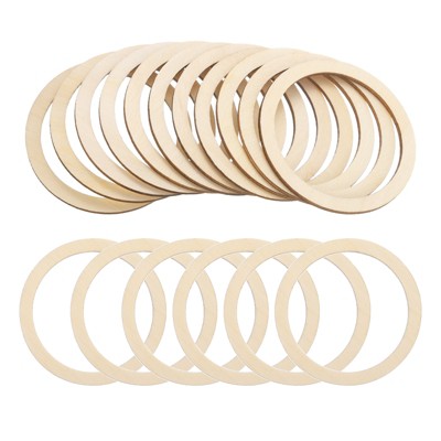 Unique Bargains Unfinished DIY Craft Ornaments Macrame Decoration Wooden Rings 30 Pcs