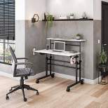 Rolling Writing Desk with Height Adjustable Desktop and Moveable Shelf - Techni Mobili