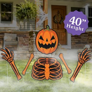 Big Dot of Happiness Pumpkin Skeleton - Large Scary Jack-O'-Lantern Skeleton Yard Sign Outdoor Lawn Decorations Yard Signs - 40 Inches Tall - 1 of 4