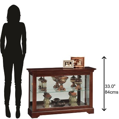 Cherry Bordeaux Lighted Glass Curio Cabinet
