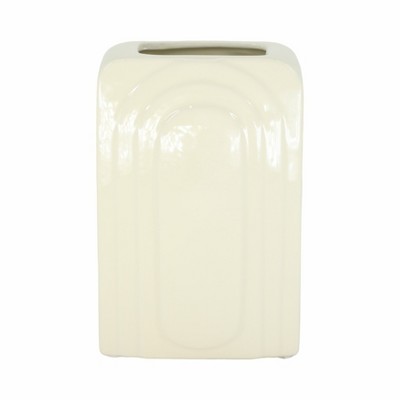 Sagebrook Home 7" Dolomite Rectangle Vase Contemporary Etched Arch Decorative Table Vase