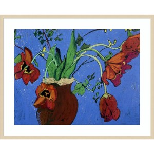 41" x 33" Midnight Tulips by Frances Treanor Wood Framed Wall Art Print - Amanti Art: Modern Lithograph, Hardwood Frame, Wire Mount - 1 of 4