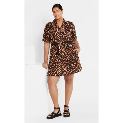 Women's Plus Size Amara Print Dress - marsala | CITY CHIC