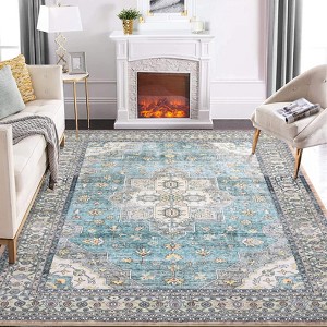 Nasitip Retro Bohemia Area Rugs for Living Room Soft Low Pile Non-Sliping, Machine Washable - 1 of 4