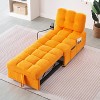 ModernLuxe Convertible Chaise Lounge Sofa Bed Sleeper Lazy Sofa Teddy Upholstered Accent Chair Reading Couch, Beige/Orange/Gray - 3 of 4