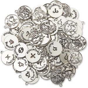 Bright Creations 72 Pieces Zodiac Sign Charms for DIY Jewellery Keychain & Bracelet Making, Silver - 1 of 4