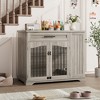 Furniture Style Dog Crate for Large Dogs, 44 Inch Heavy Duty Wooden Dog Kennel Furniture with Drawer & Side Storage and Bulit-in Feeding Station - 2 of 4