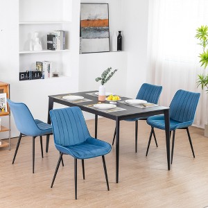 DYHOME Mid-century Modern Dining Chairs, Velvet Upholstered Metal Side Chair, Set of 4 - 1 of 4