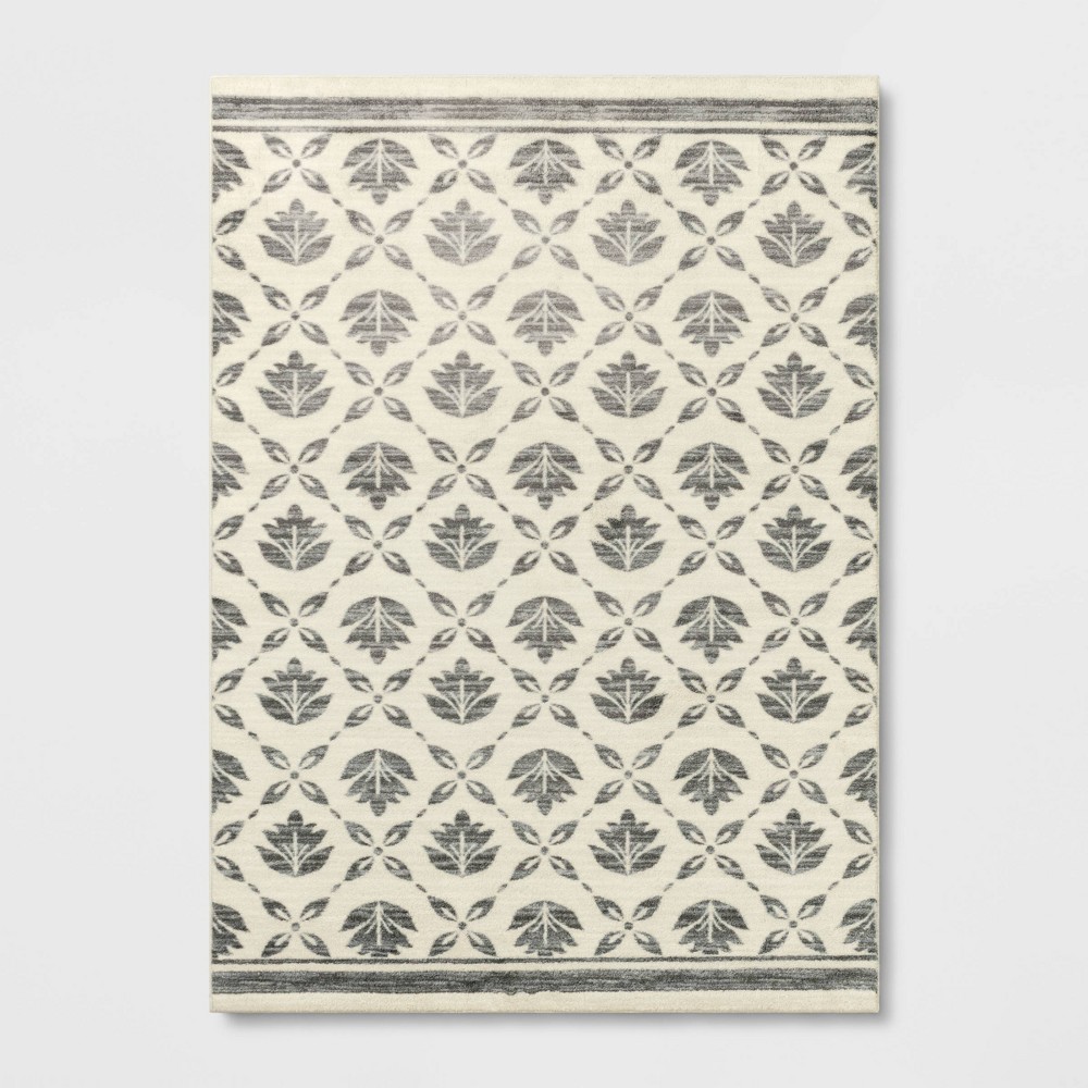 5'x7' Belwood Block Print Motif Rug Cream - Threshold™