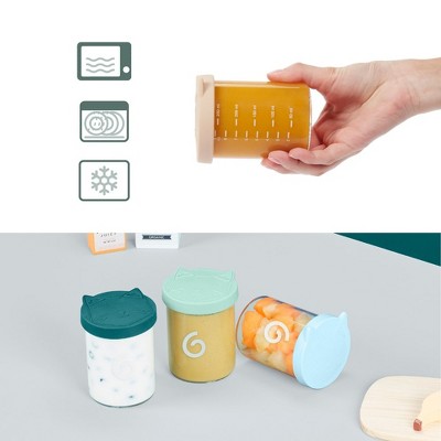 Set of 6 Clear Glass Baby Food Containers with Silicone Lids