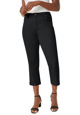 Jessica London Women's Plus Size Classic Cotton Denim Capri - 20, Black :  Target