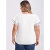 GRACE & GRANDEUR Women's Plus Size Contrasting Striped Colors V Neck Ruffle Short Sleeves Summer T-Shirts - 3 of 4