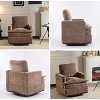 Karl Home Modern Comfy Upholstered Armchair with Back Pillow, 360 Degree Square Swivel Barrel Accent Chair for Living Room brown - 4 of 4