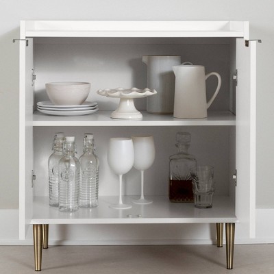 Pure White Laminate Mid-Century Modern Accent Cabinet