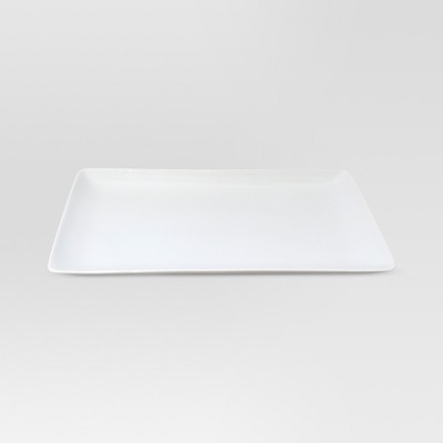15.2&#34; x 9.6&#34; Porcelain Rectangular Platter White - Threshold&#8482;