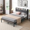 TiramisuBest Full Size Metal Platform Bed Frame with upholstery storage function Headboard and USB LINER and Footboard - Beige+Black Metal - 2 of 4