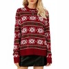 Christmas Sweaters for Women Casual Crewneck Long Sleeve Floral Print Cable Knit Pullover Sweater Tops - 2 of 4