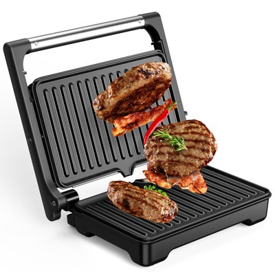 YASHE Panini Grill Press, 1200W Sandwich Maker with Non-Stick Cast Aluminum Plates, Fits 2 Slices, 180° Opening, Easy to Clean, Versatile Use