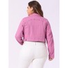 Agnes Orinda Women's Plus Size Cropped Long Sleeve Trendy Fashion Denim Jean Jackets - 4 of 4