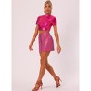 INSPIRE CHIC Women's Metallic Shiny Holographic High Waist Zipper Mini Skirts - 3 of 4