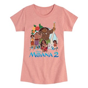 Girls' - Moana - Simea Maui Pua Hei Hei Chief Tui and Sina Fitted Short Sleeve Graphic T-Shirt - 1 of 4
