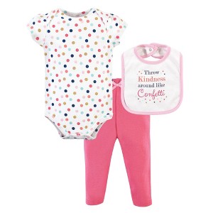 Little Treasure Baby Girl Bodysuit, Pant and Bib, Kindness - 1 of 4