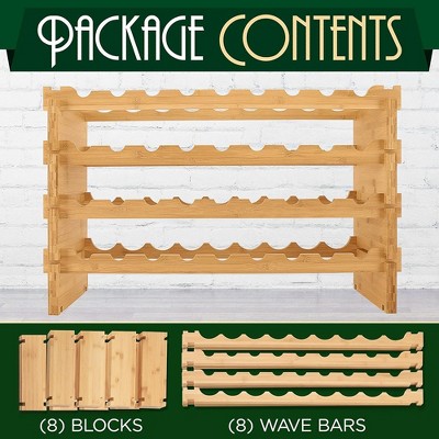 Natural Bamboo Stackable 4-Tier Wine Rack