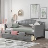 PAGED Twin Size Daybed Modern Simple Wooden Bed Frame with Trundle and Backrest for Living Room - 2 of 4
