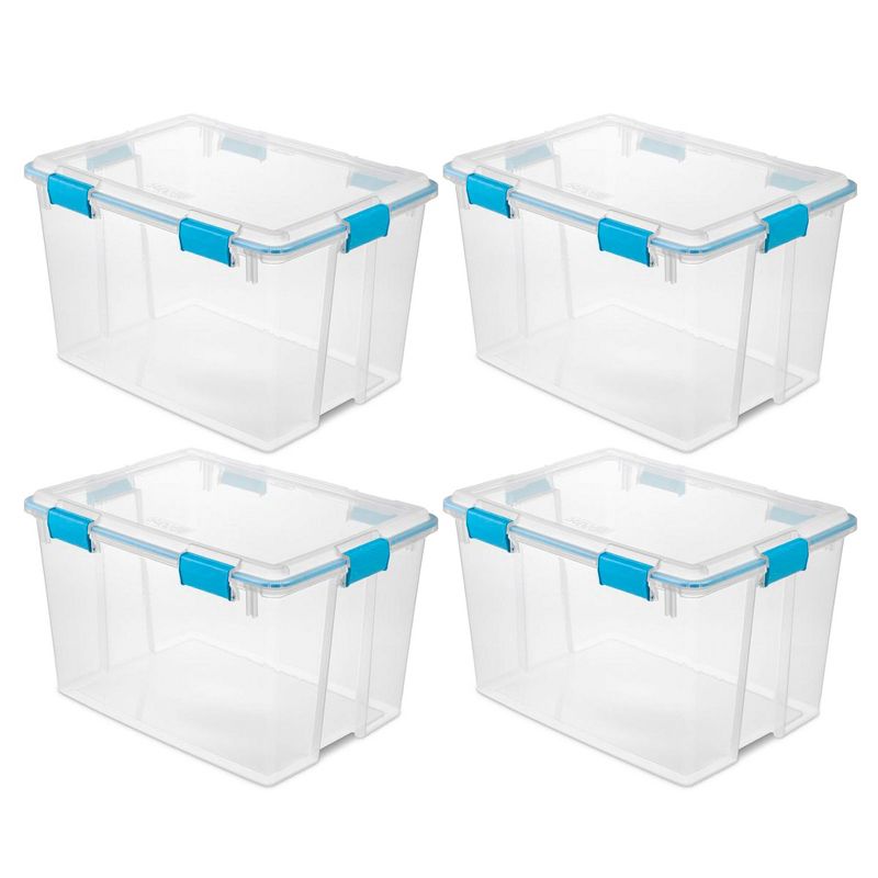 Sterilite 80 Quart Clear Plastic Stackable Storage Container Box Bin with Air Tight Gasket Seal Latching Lid Long Term Organizing Solution, 1 of 8