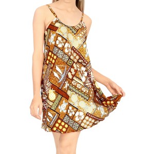 LA LEELA Women's Vacay Holiday Beach Summer Beachwear Sleeveless Casual Dress Honeymoon Nightshirts Mini Slip Nighty - 1 of 4