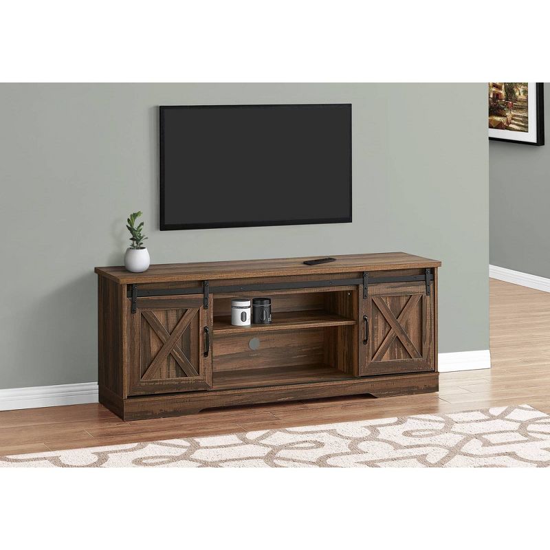 Reclaimed Wood Look TV Stand for TVs up to 60&#34; with Barn Style Sliding Doors Brown - EveryRoom, 4 of 13