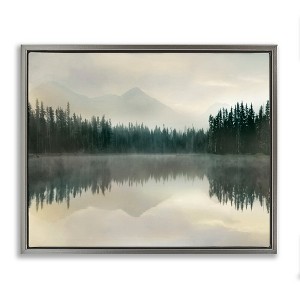 Stupell Industries Foggy Lake Forest Landscape Reflection Floating Frame Canvas Art - 1 of 4