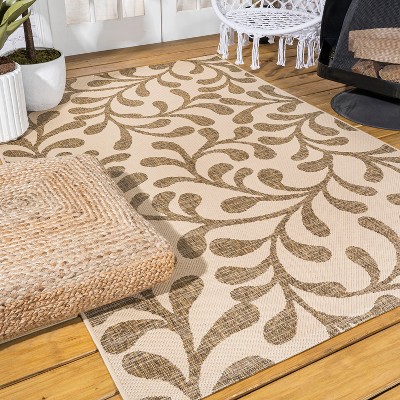 Classic Vine Pattern Brown/Beige 3' x 5' Synthetic Outdoor Rug