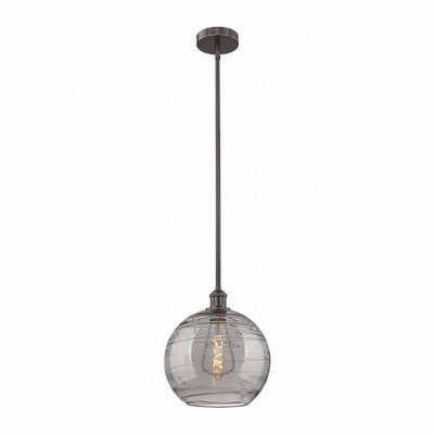 Athens Deco Swirl - 1 Light Stem Hung Mini Pendant In Industrial Style-12.88 Inches Tall and 12 Inches Wide
