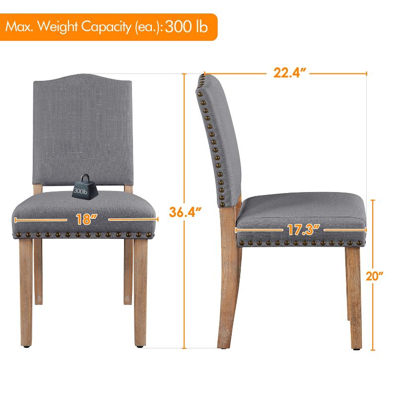 Yaheetech 2Pcs Upholstered Kitchen Chairs for Living Room Dining Room, 3 of 7